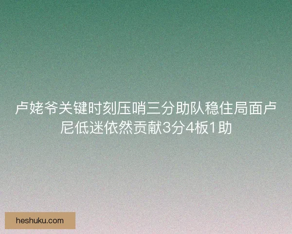 卢姥爷关键时刻压哨三分助队稳住局面卢尼低迷依然贡献3分4板1助